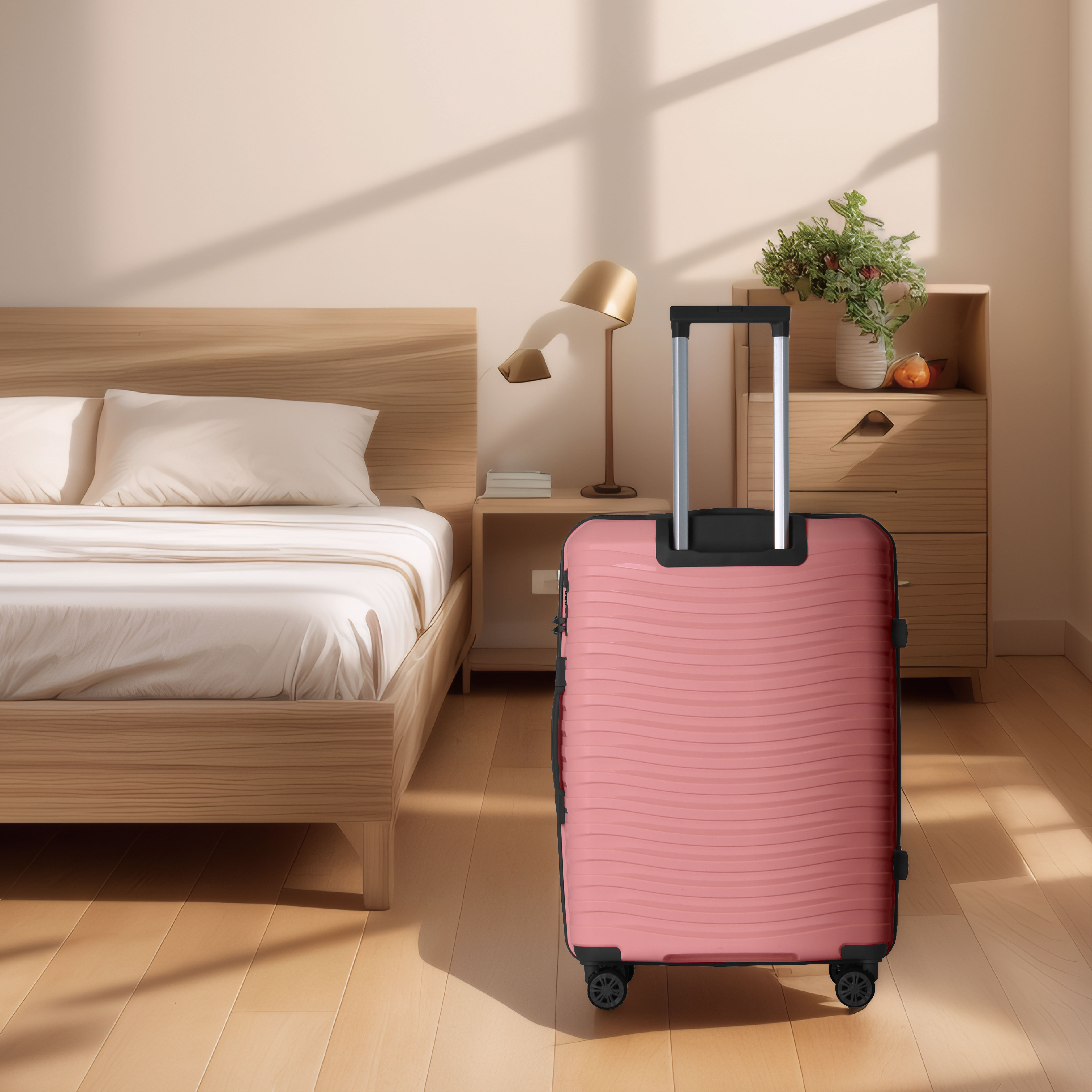3-Piece Luggage Sets (20", 24", 28"), Suitcase With Wheels, Hardside Suitcase With Four Spinner Wheels And Scratch-Resistant Surface, Pink
_voghion.com